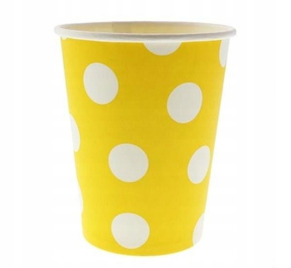 

Kubeczki Papierowe Żółte Białe Kropki Party 270 ML