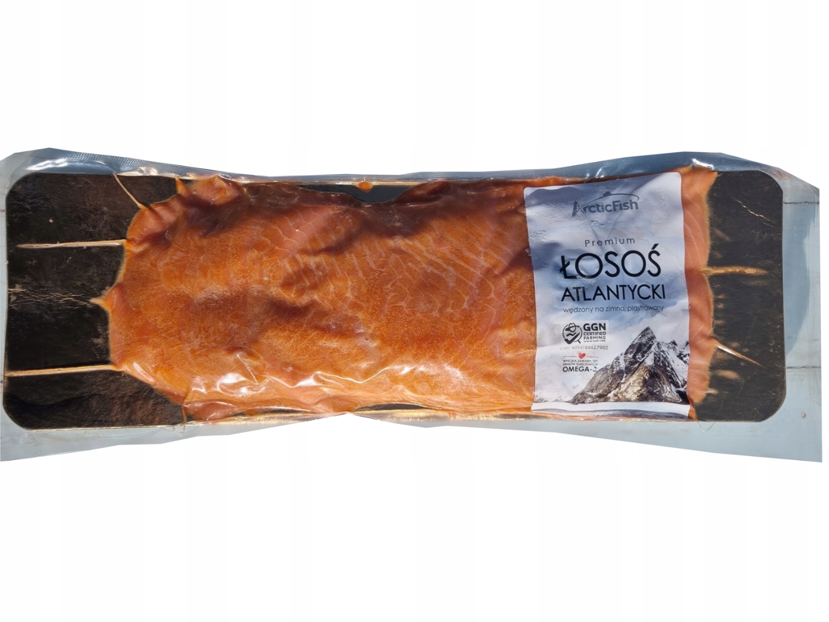 Łosoś atlantycki plastrowany wędzony na zimno 1kg