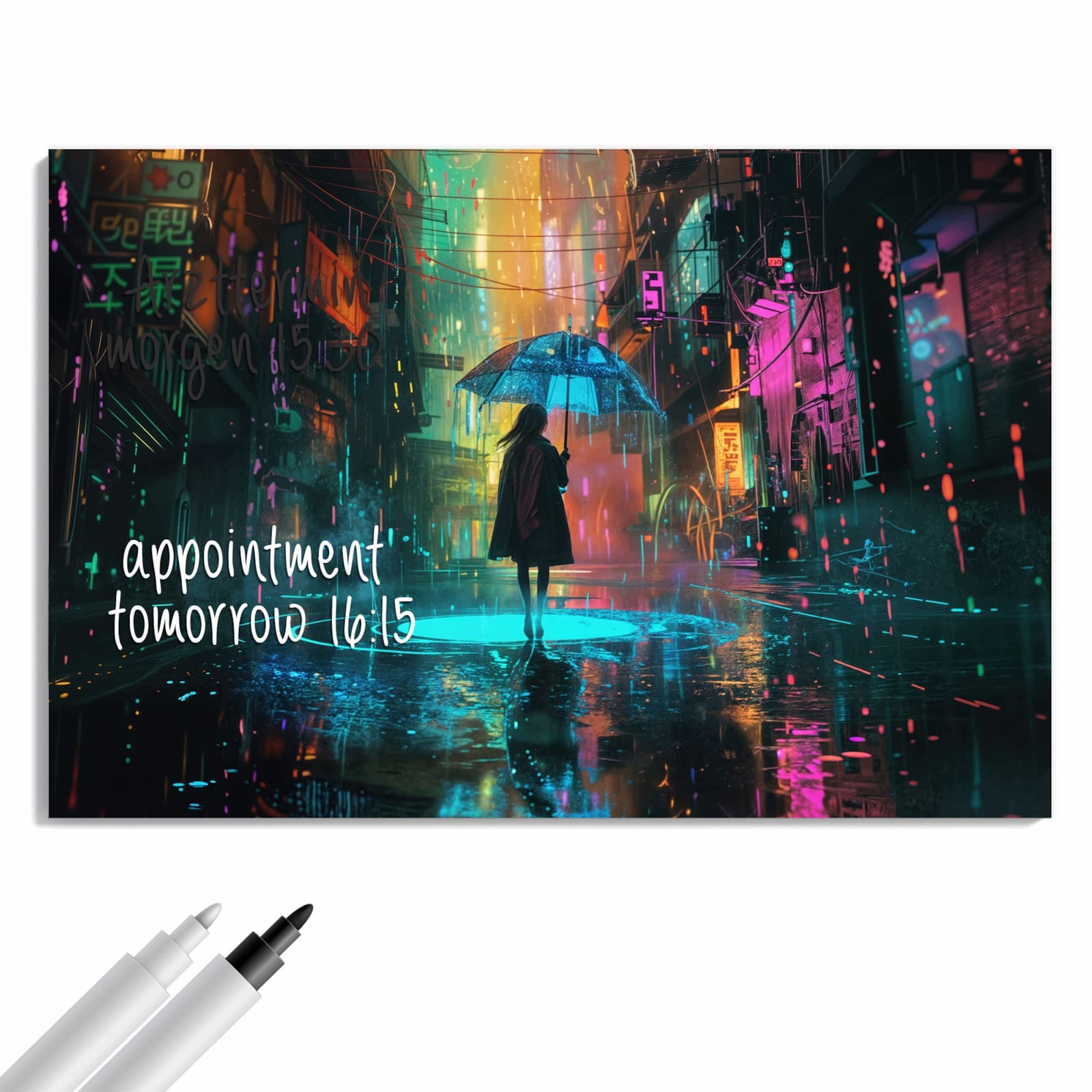 Magnetická tabule Déšť Město Šwiatla 90 × 60 cm