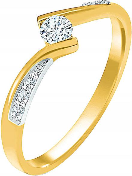Zlatý prstýnek 585 s diamanty 0,18 ct r 6 7 8, módní, elegantní vzor 14k