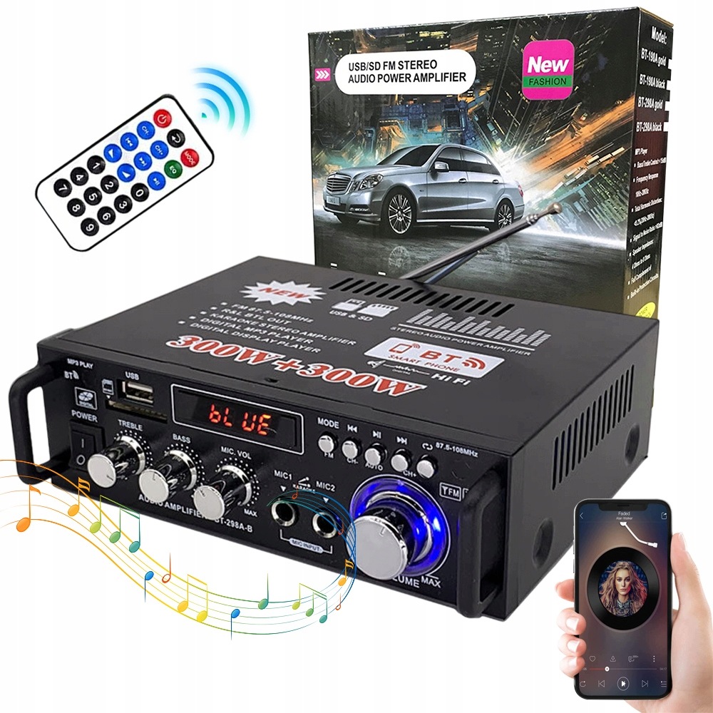 Mini Stereo Zesilovač, Digitální Zesilovač Zvuku S Dálkovým Ovládáním 12 V