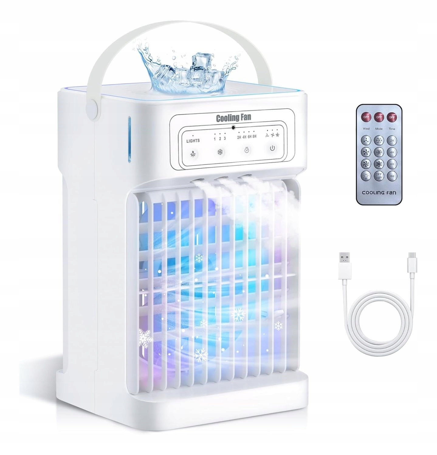 Přenosný klimatizátor 1100 ml Usb Led 3 rychlosti časovač pro domácnost, kancelář