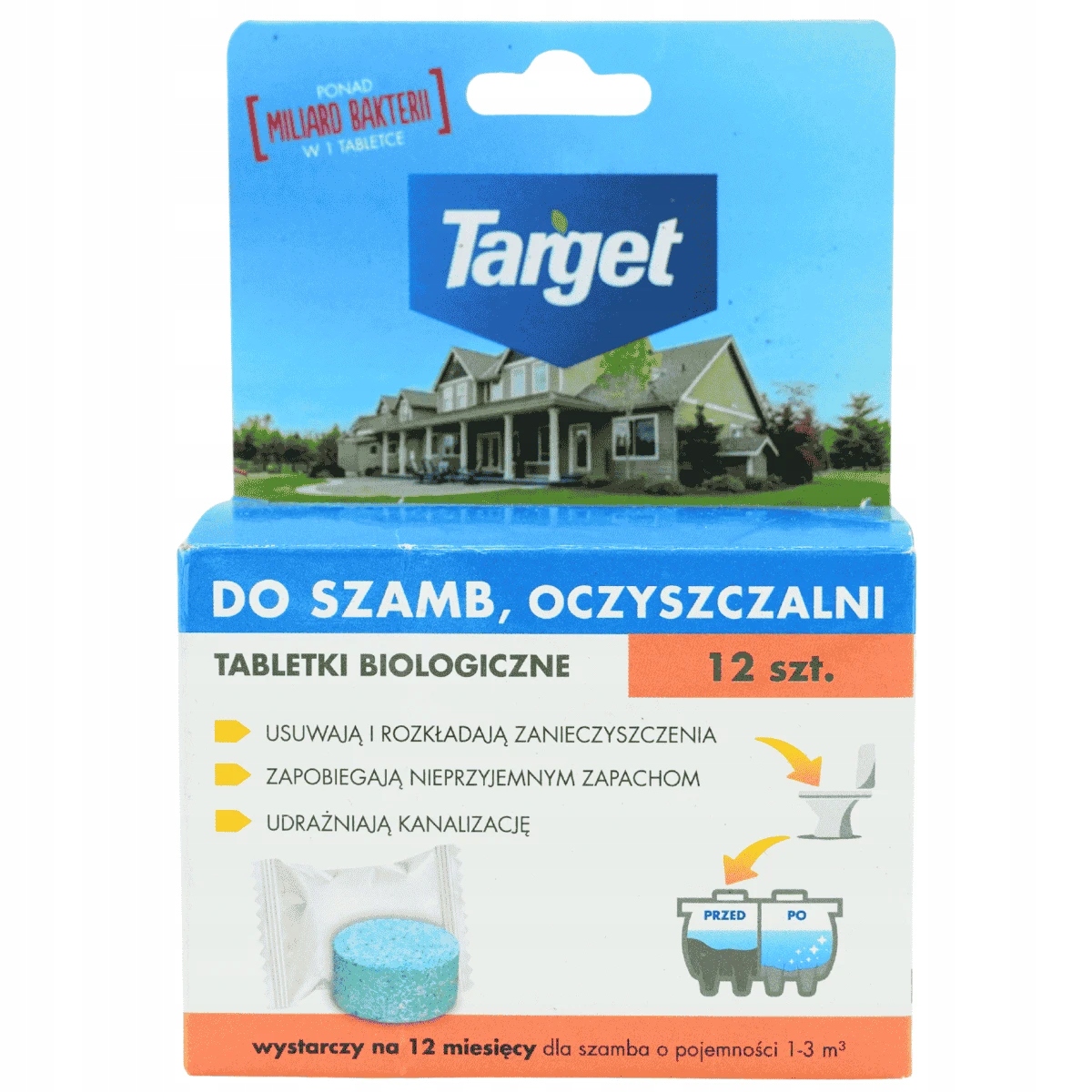 TARGET TABLETKI DO SZAMB OCZYSZCZALNI 12SZT MIESZANKA BAKTERII I ENZYMÓW