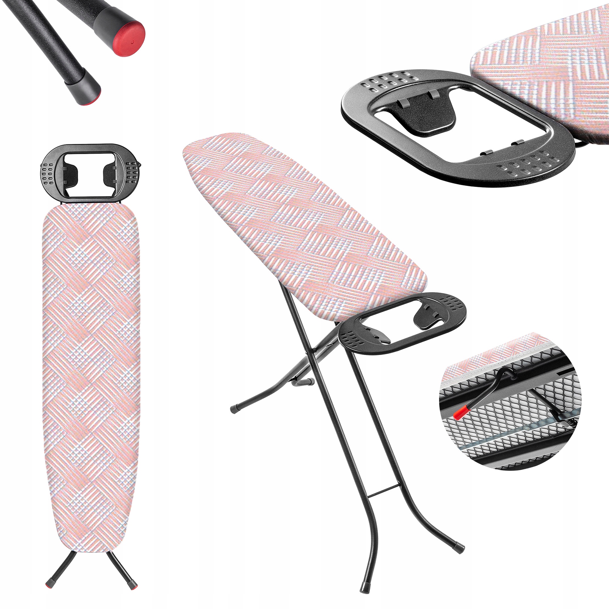 Levně Žehlicí Prkno S Držákem Na Žehličku Velké 110 x 30 cm Růžové