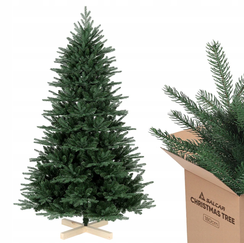 Umelý Vianočný Stromček Jedľa Nordmanowska 180 CM Drevený Stojan Premium Model