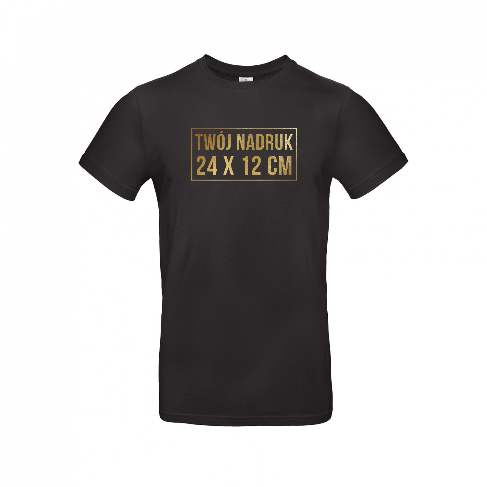 

czarna koszulka T-Shirt metaliczny nadruk logo