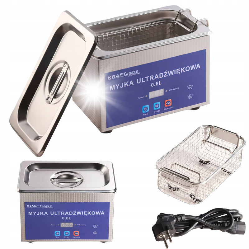 Myjka Wanna Ultradźwiękowa z Z Koszem 0,8L Sterylizator