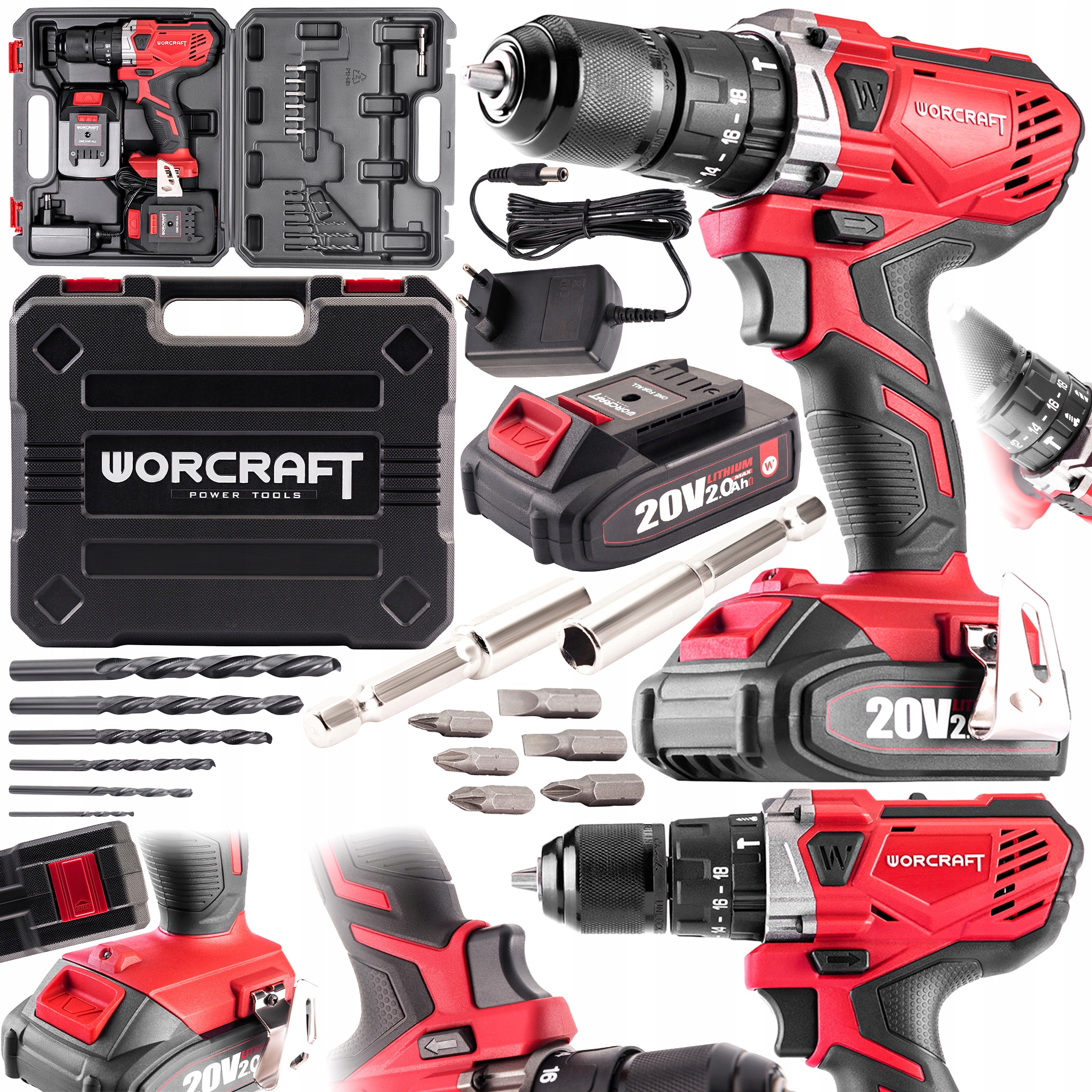 Wkrętarka Akumulatorowa Worcraft CHD-S20LIWB 40Nm 2 Biegi Zestaw 2xAKU