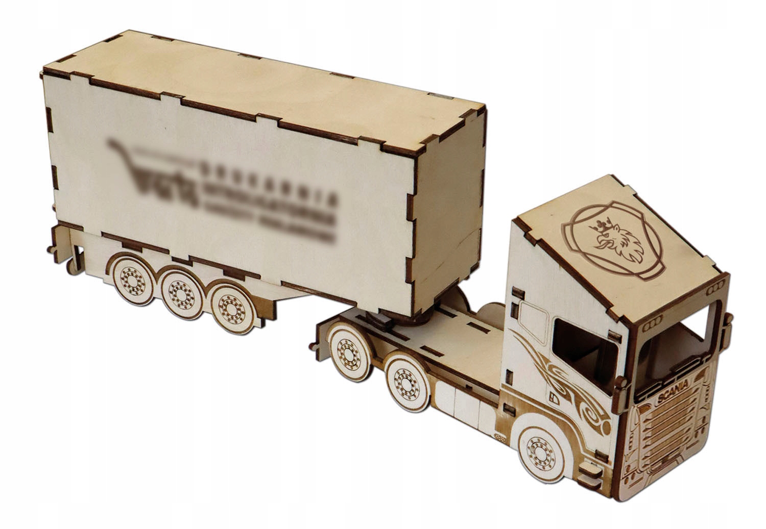 Dřevěný nákladní vůz Tir na láhev, sladkosti, odnímatelný návěs gravírování