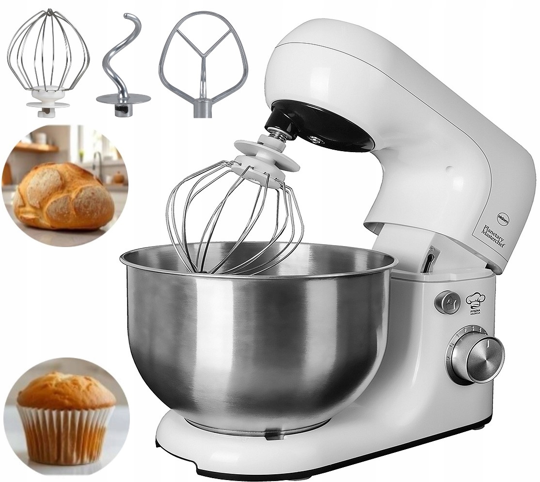 Robot Planetarny Kuchenny Mikser Eldom Wrk 3 Mieszadła Misa 5L Mocny 1500W
