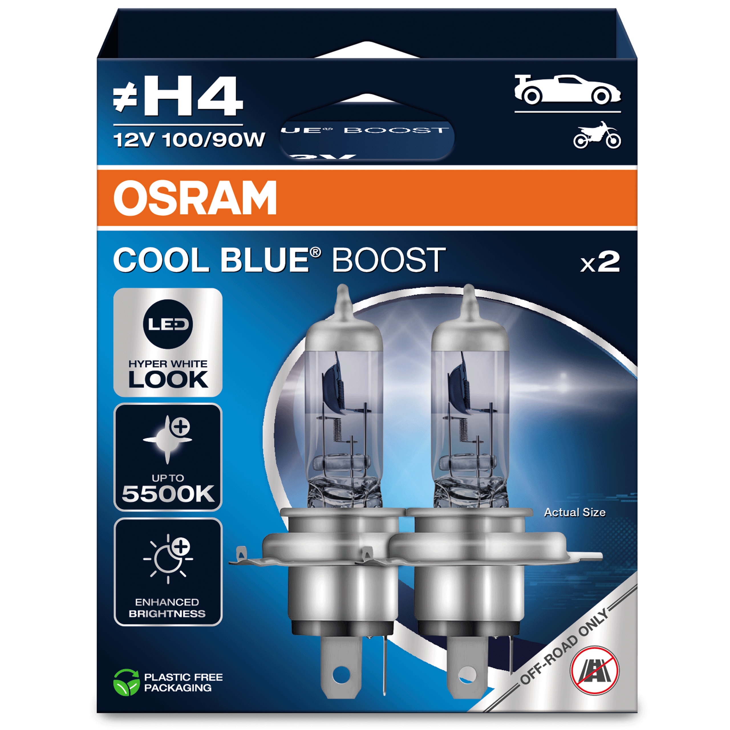 Osram H4 Cool Blue Boost Autožiarovky Chladné svetlo 5500K