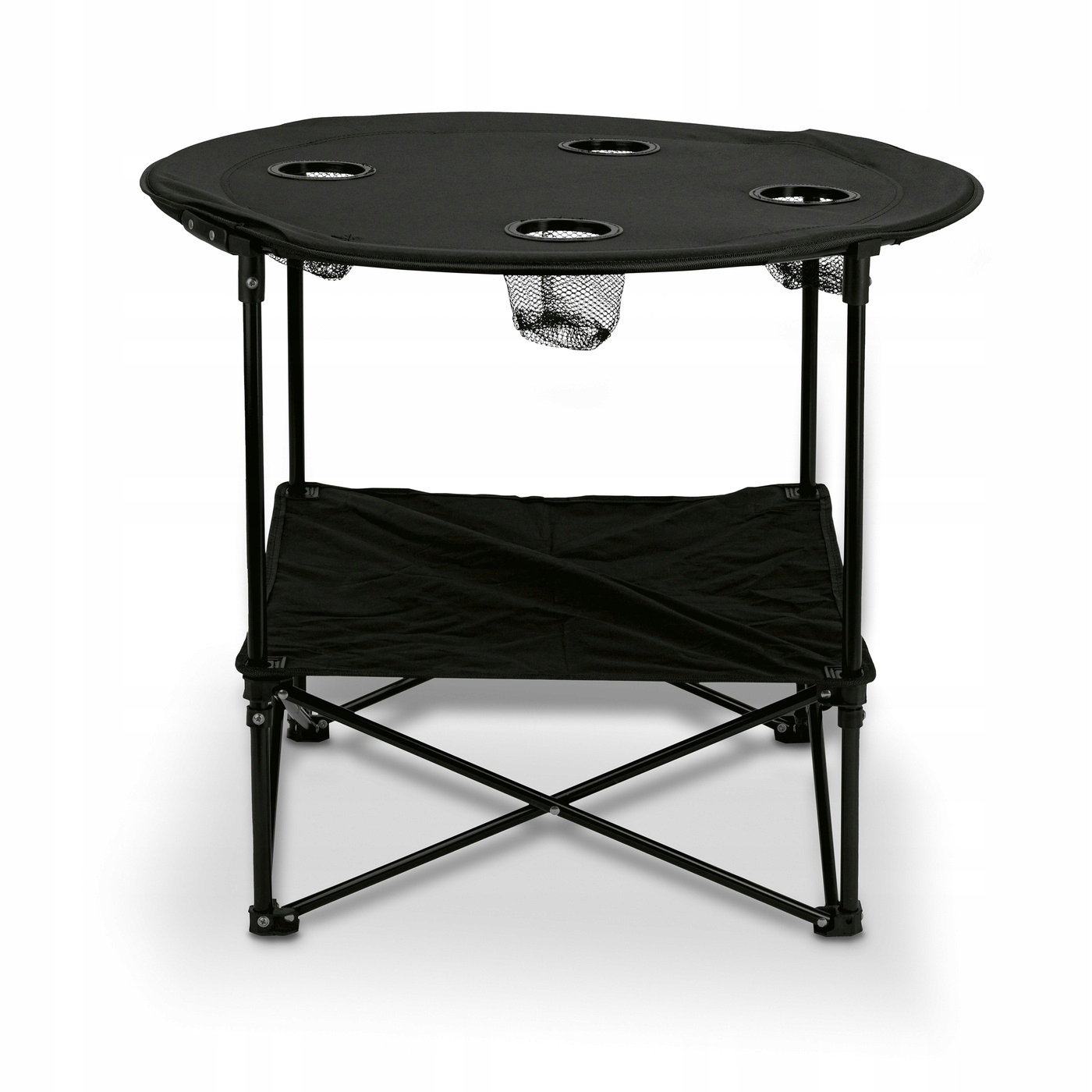 STOLIK TURYSTYCZNY SKŁADANY okrągły stół ogrodowy DO PRZYCZEPY KEMPINGOWEJ Model Czarny