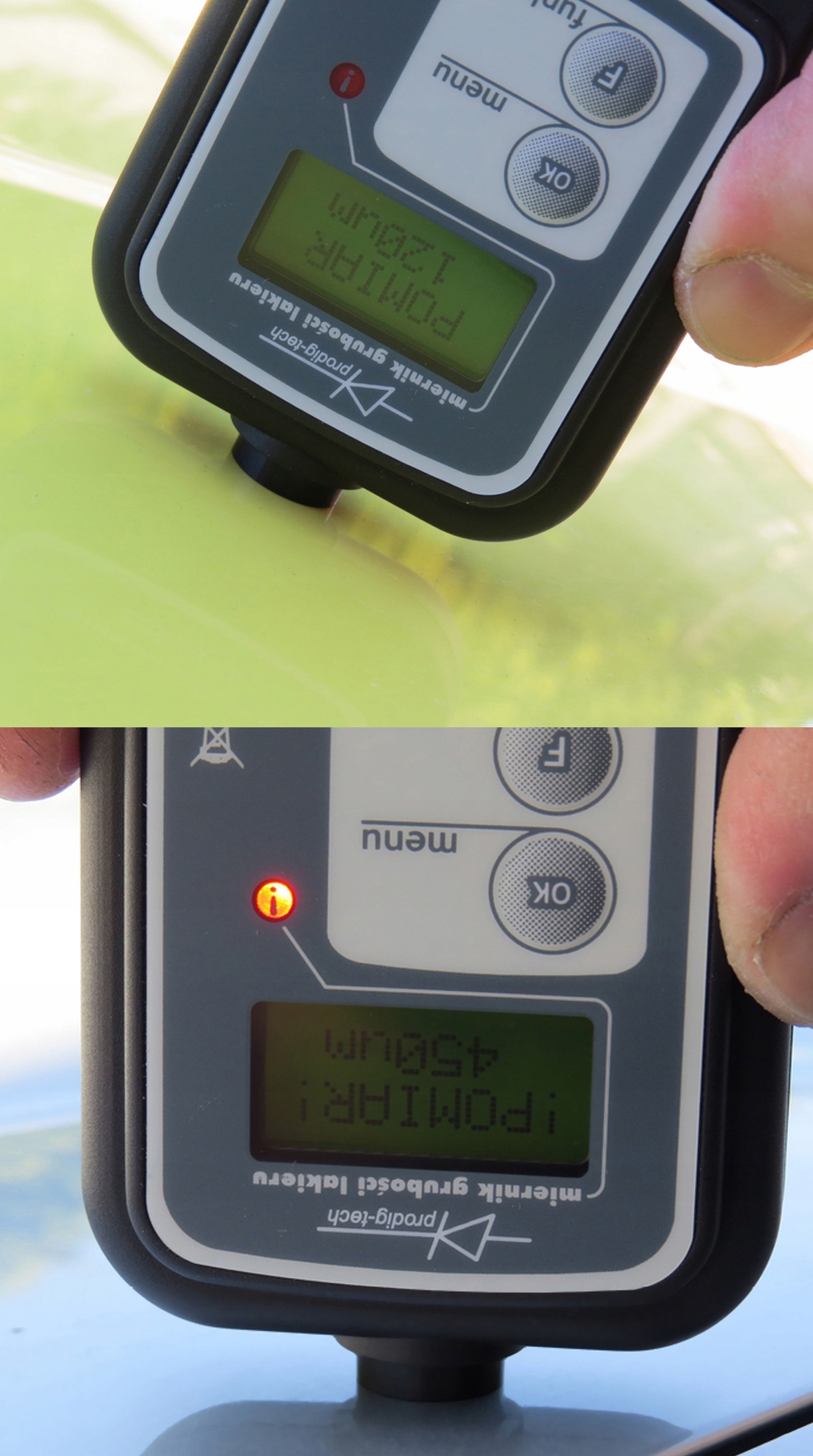 Tester grubości lakieru PRODIG GL-1+ miernik czujnik LCD blacha stal ocynk Model 49697