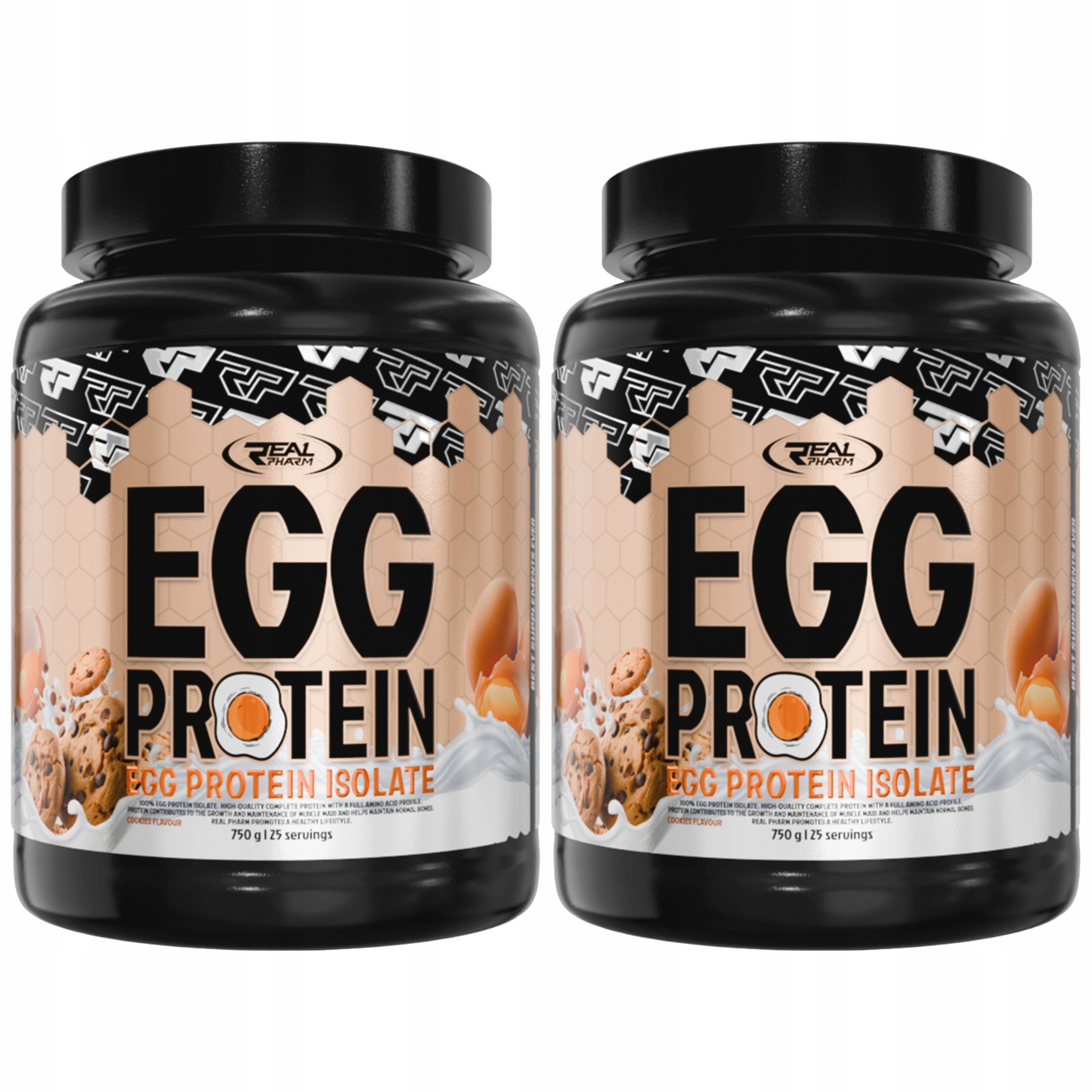 2x Vaječný protein Izolát Egg Protein 750 g Doplněk Stravy Masa Sušenka Real Pharm
