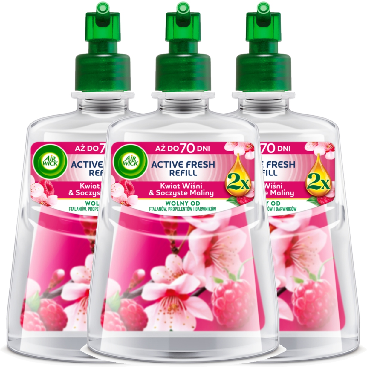 Levně Air Wick Active Fresh refill Višňový Květ & šťavnaté maliny 228 ml x3