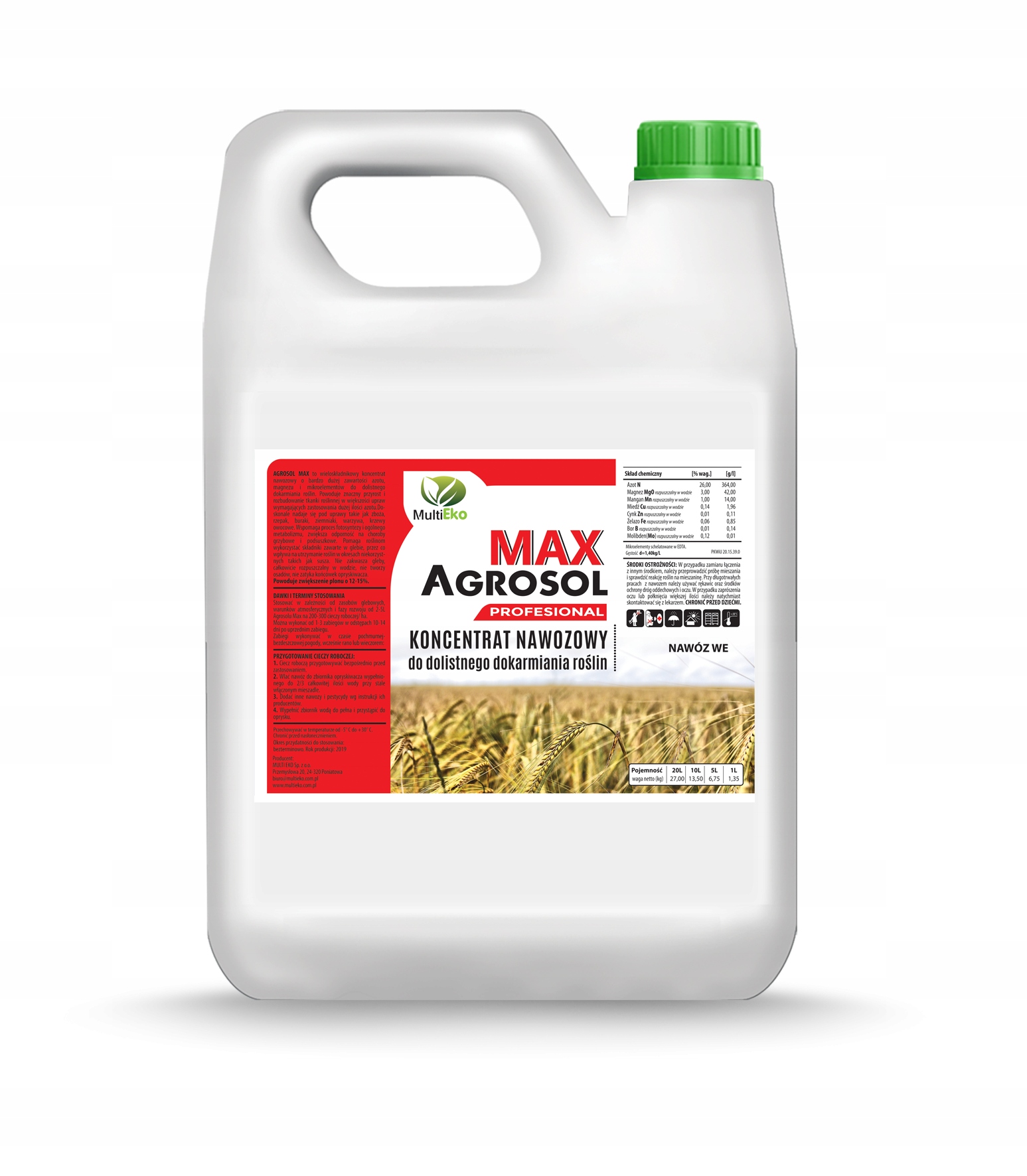 

Koncentrat nawóz azotowy 360g/L Agrosol Max 20L