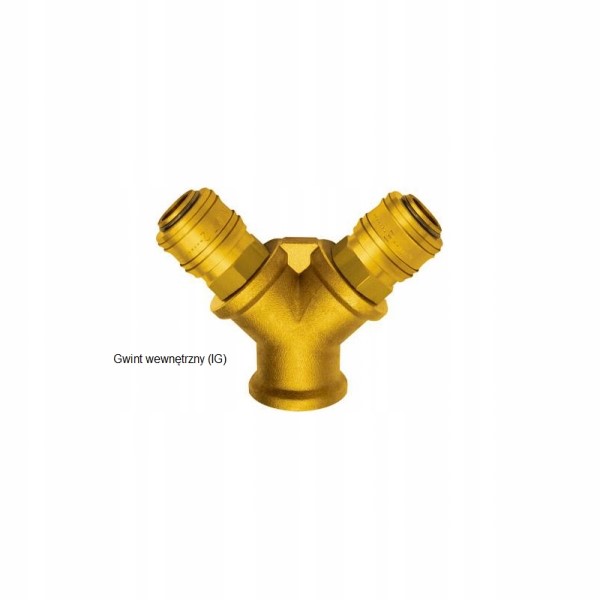 Rozdzielacz z mosiadzu z 2 zlaczami, gwint wewn. Marka inna