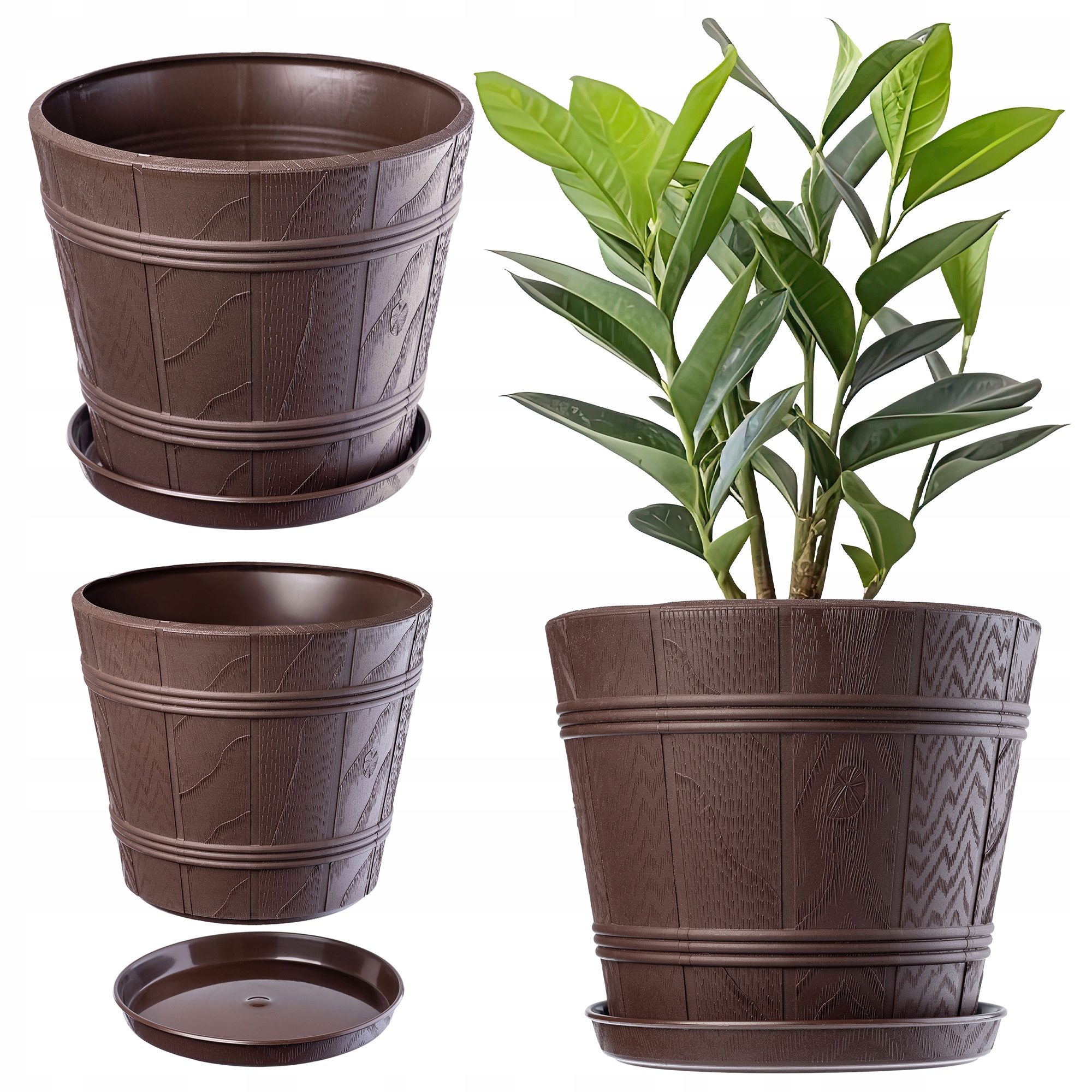 Květináč Obal Na Květináč 38 Cm Dřevěný Plastový Květináč