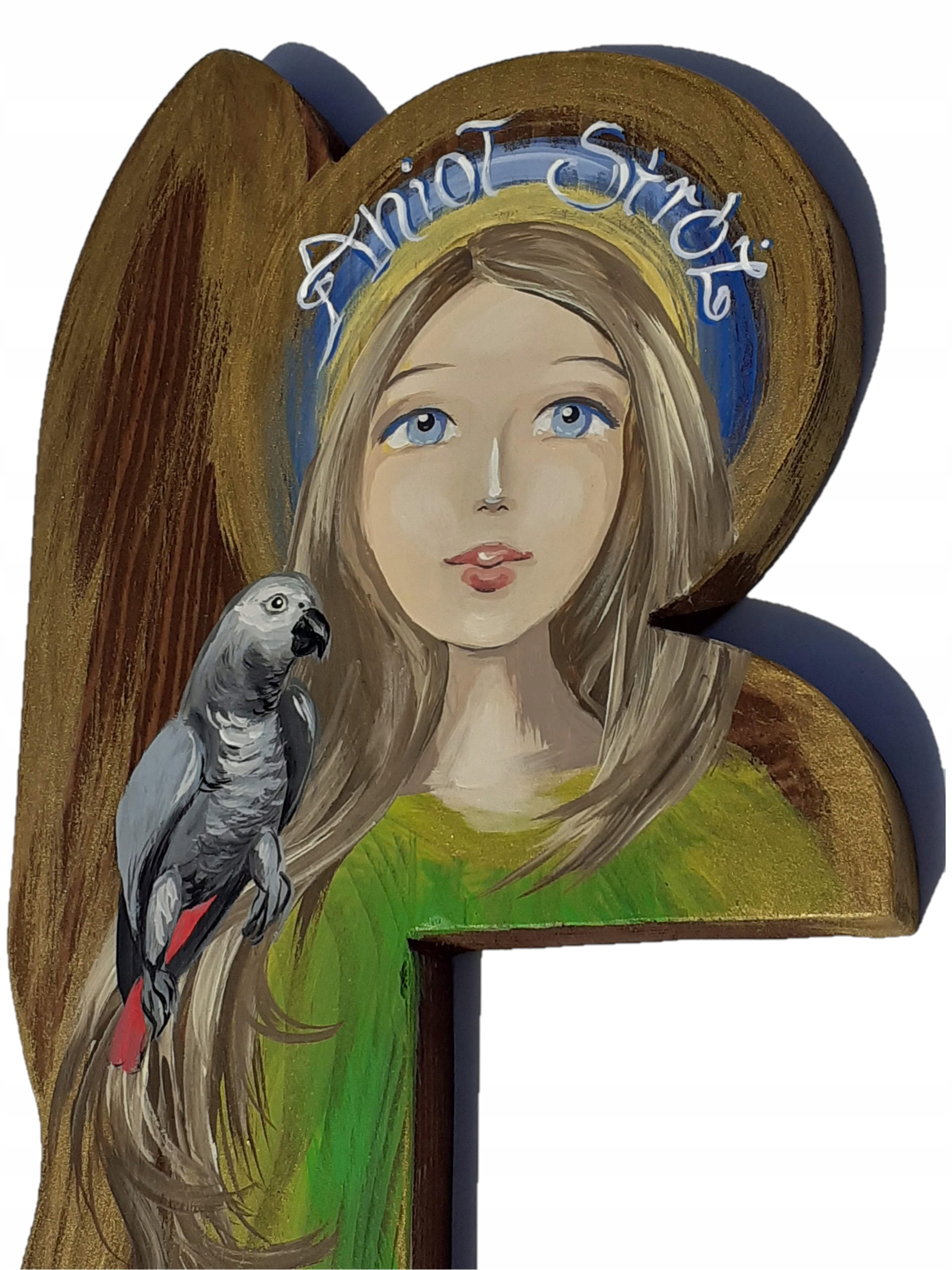 Obraz Dřevěný Velký Anděl Hand Made Malovaný