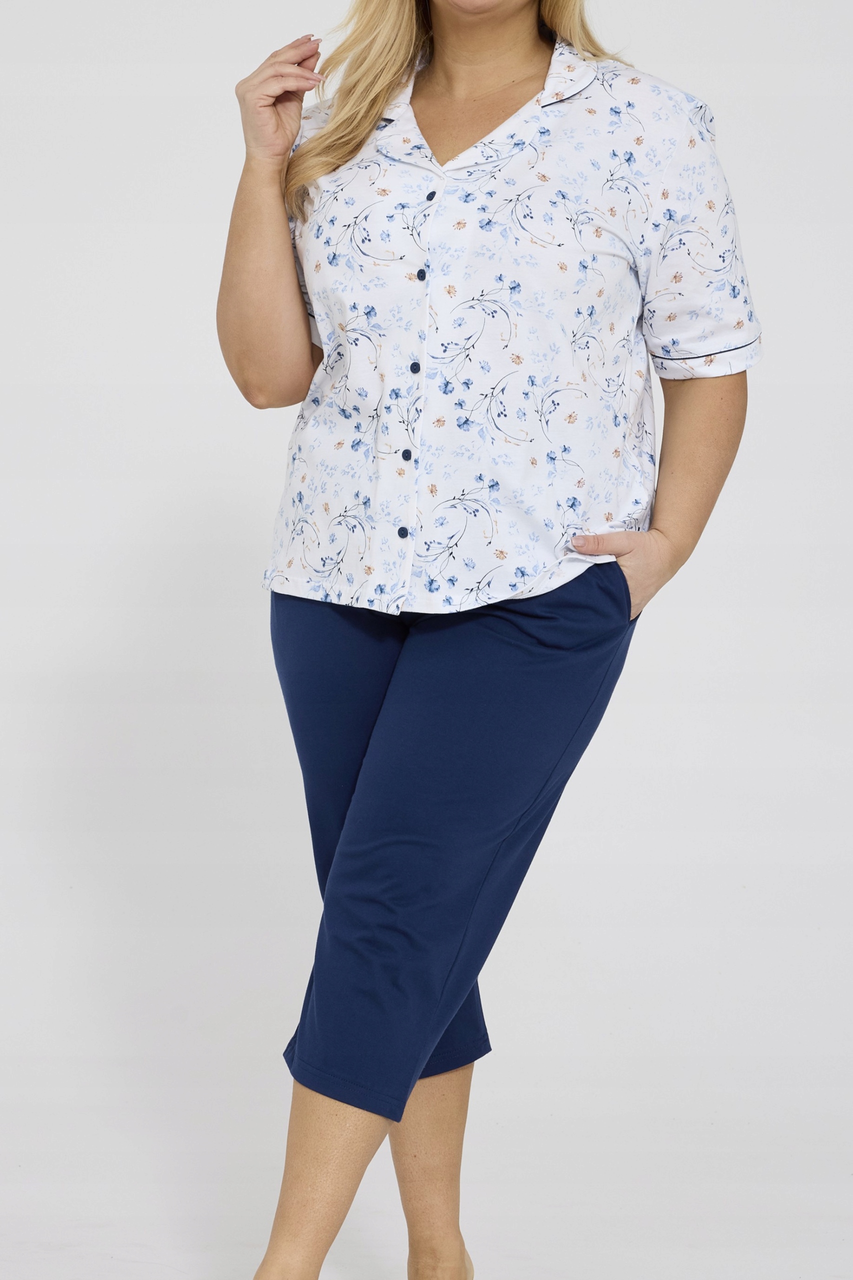 Dámské rozepínací pyžamo s krátkým rukávem Cornette 347/347 Yvonne 3-5XL