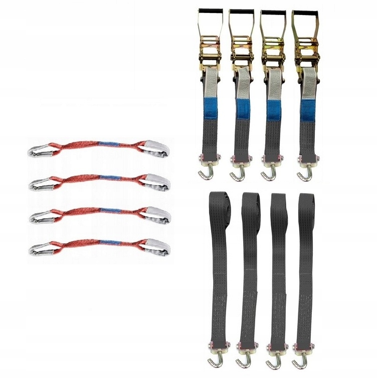 4 Černé pásy 3M s vyztuženým postrojem 45 cm 4T Otočné pro automobilový odtahový vůz