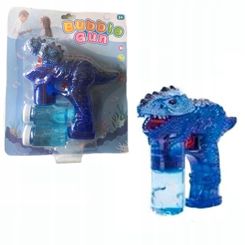 

Pistolet wyrzutnia na bańki dinozaur baterie