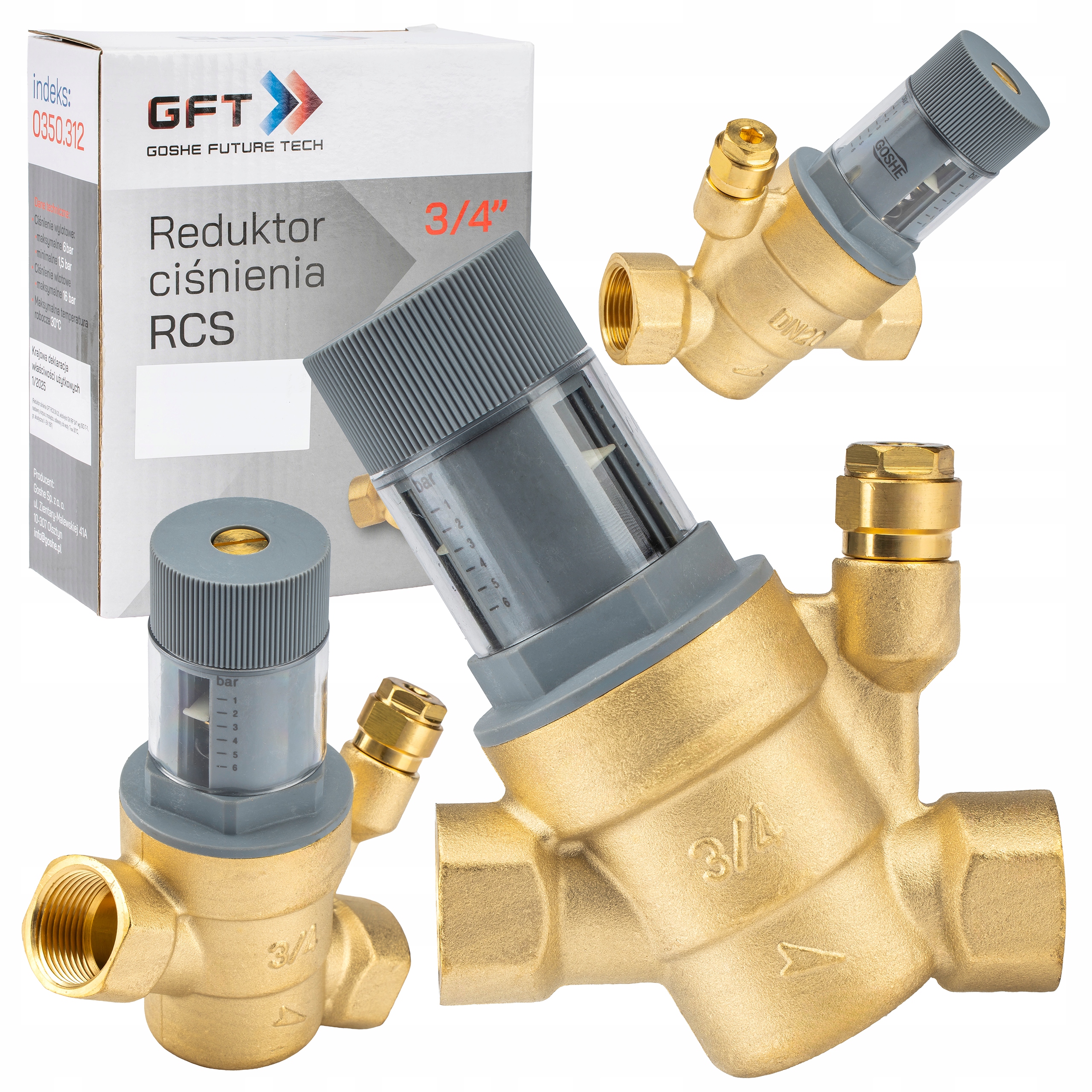 Reduktor Ciśnienia Do Instalacji Wody 3/4 Gft Rcs Mosiądz Dn 20 Solidny