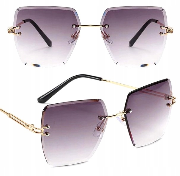 

Damskie pilotki bezramkowe okulary słoneczne retro