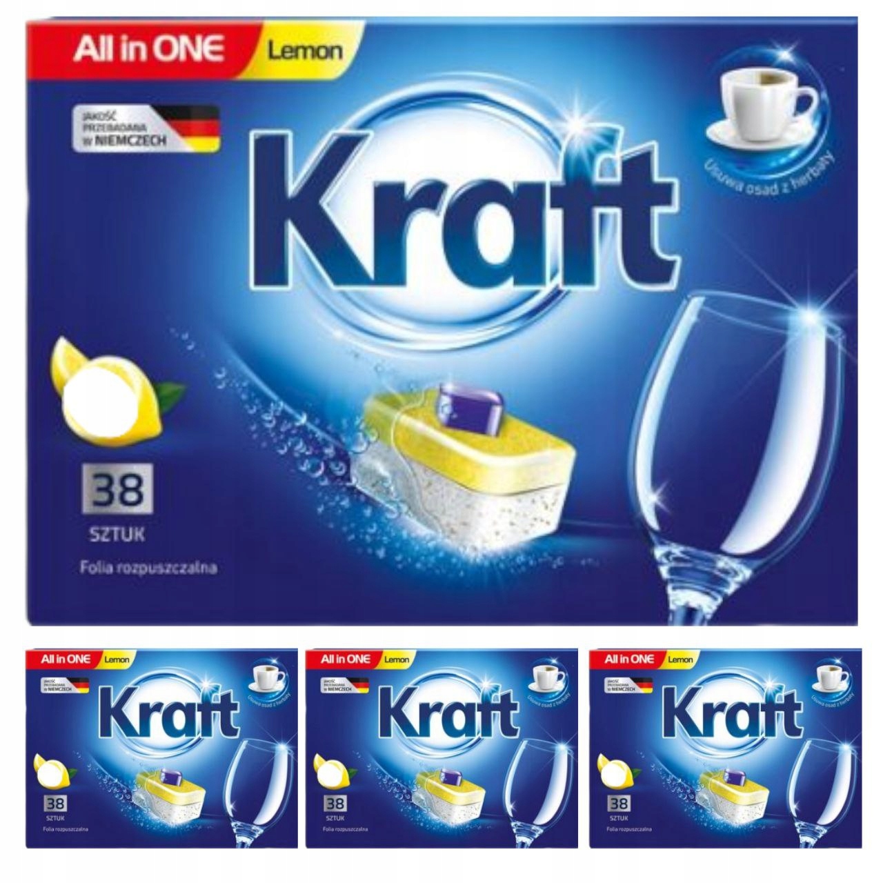 Levně Kraft Tablety do myčky All in One Lemon 4x38 ks 684 g