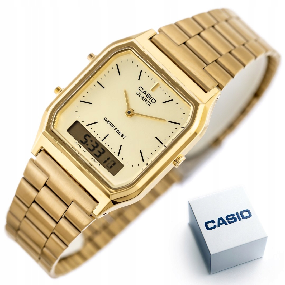 Hodinky Casio Zlaté Elegantní Retro AQ-230GA-9DMQYES Vintage Maxi Box