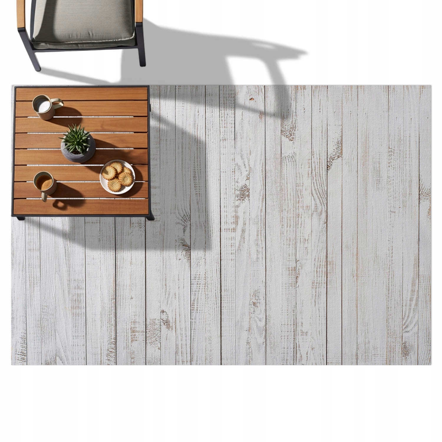 Koberec Pvc vinylový na balkon Terasa Zahrada Textura bílých prken 120x180