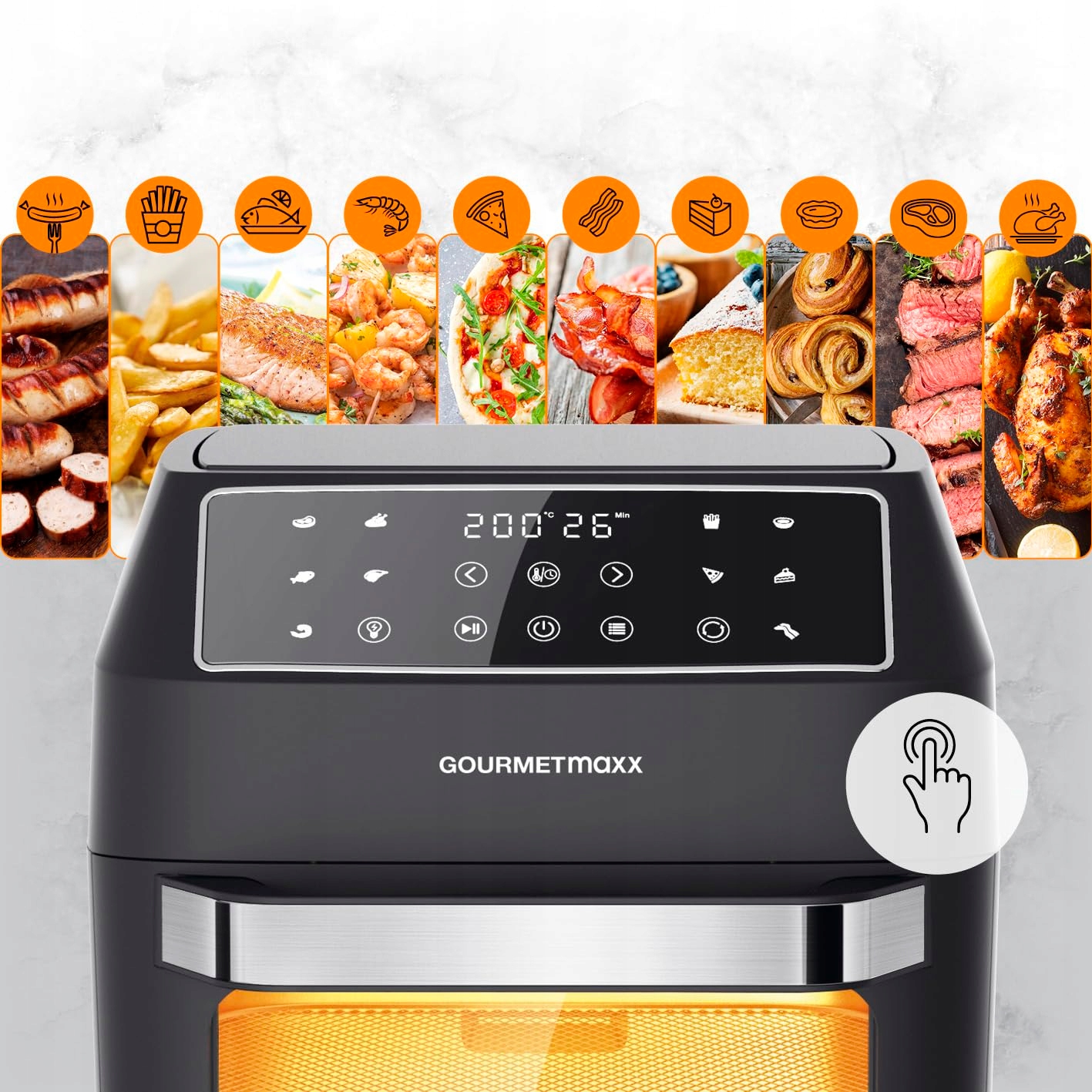GOURMETMAXX Frytkownica Beztłuszczowa 12L 1700W 9 Funkcji Minipiekarnik — miniatura 12