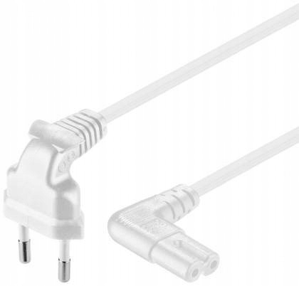

Kabel zasilający kątowy Euro C7 ósemka 2m, biały