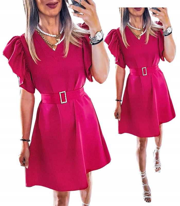 Sukienka Fuksja Trapezowa Plus Rozmiary