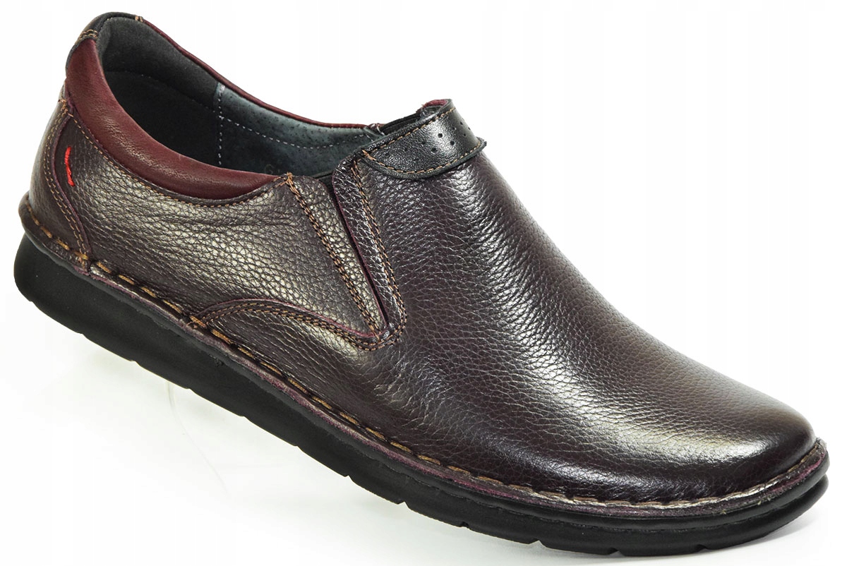 

Buty męskie skórzane wsuwane bordo tęgie wz20 r.42