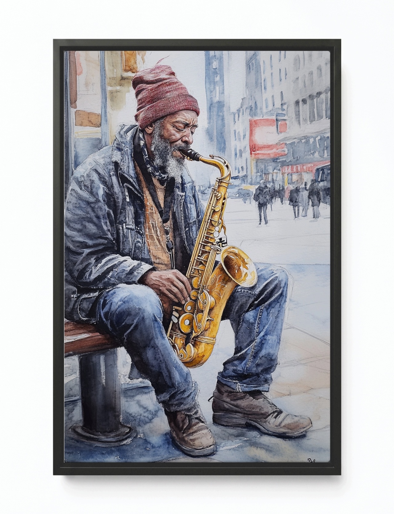 Obraz Rama American Box Muž Hudba Saxofon Ulice Město Nyc 40x60