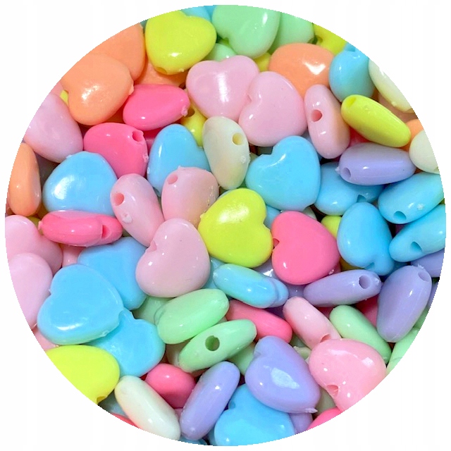 Koraliki Serduszka serca 10mm akrylowe MIX 50sztuk
