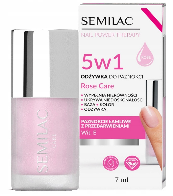 SEMILAC Odżywka do paznokci 5w1 Rose Care 7ml