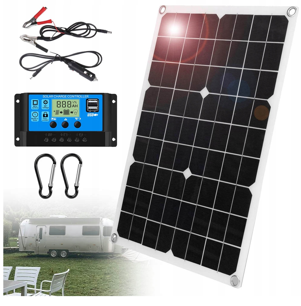 18V Solární Nabíječka Eva+pet S Usb A Regulátorem Nabíjení Baterie