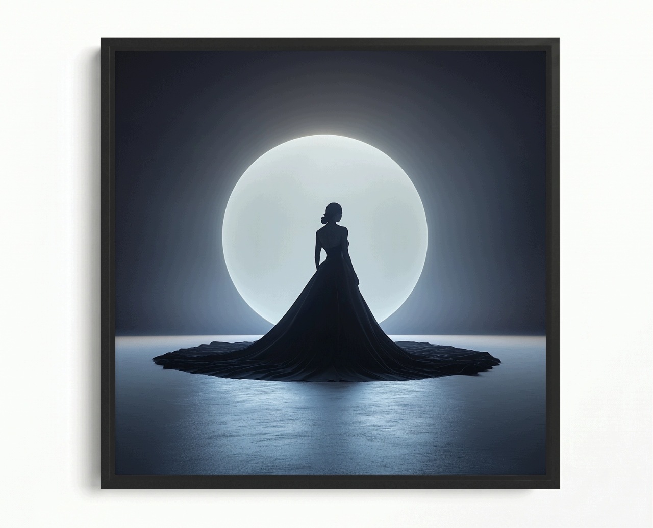 Obraz Rám Americká Krabička Žena Dívka Silueta Měsíc Světlo 40x40