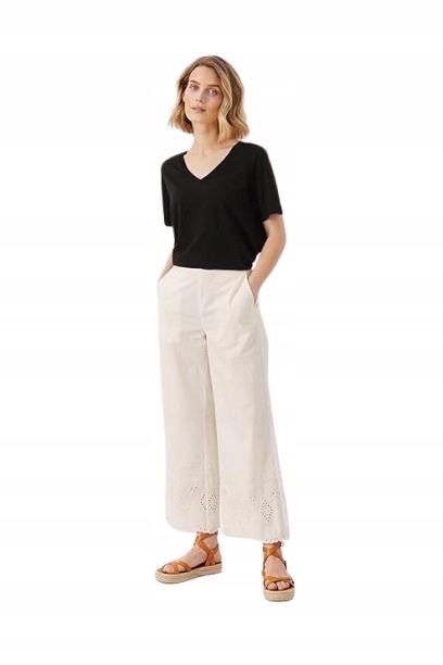 Part Two Bílé Ležérní Kalhoty S Prolamovaným Spodním Dílem Lyocell Bavlna 40 J7K