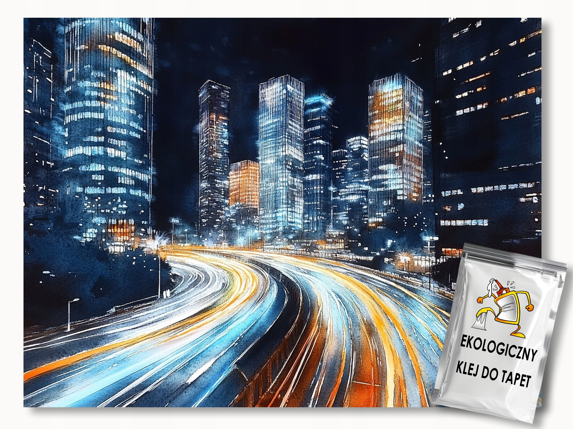 Fototapeta Flizelina Město City Mrakodrapy Ulice Noc Světla 368x254 130g