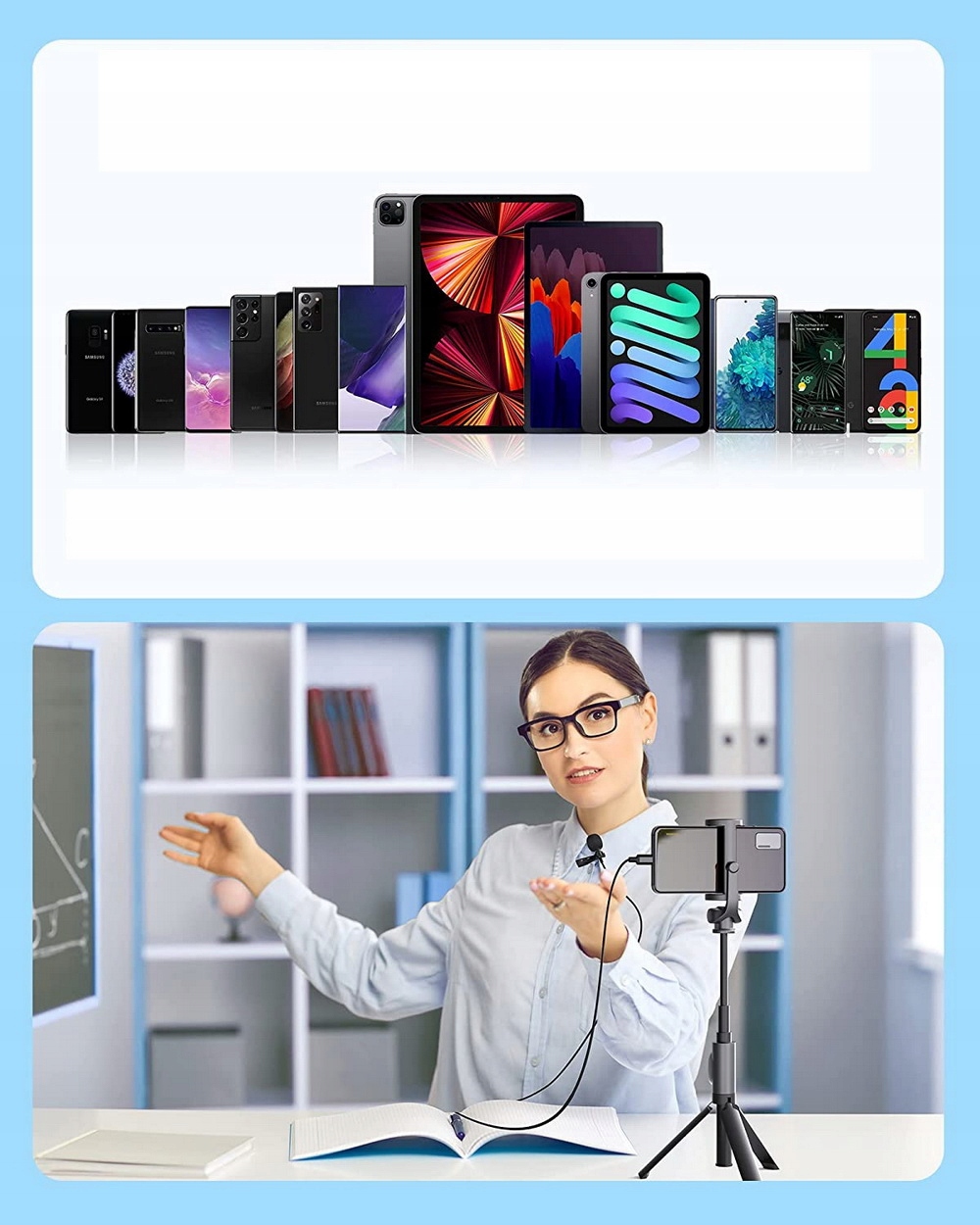 Mikrofon zewnętrzny krawatowy do telefonu tableta na klips USB-C Typ-C Rodzaj pojemnościowy