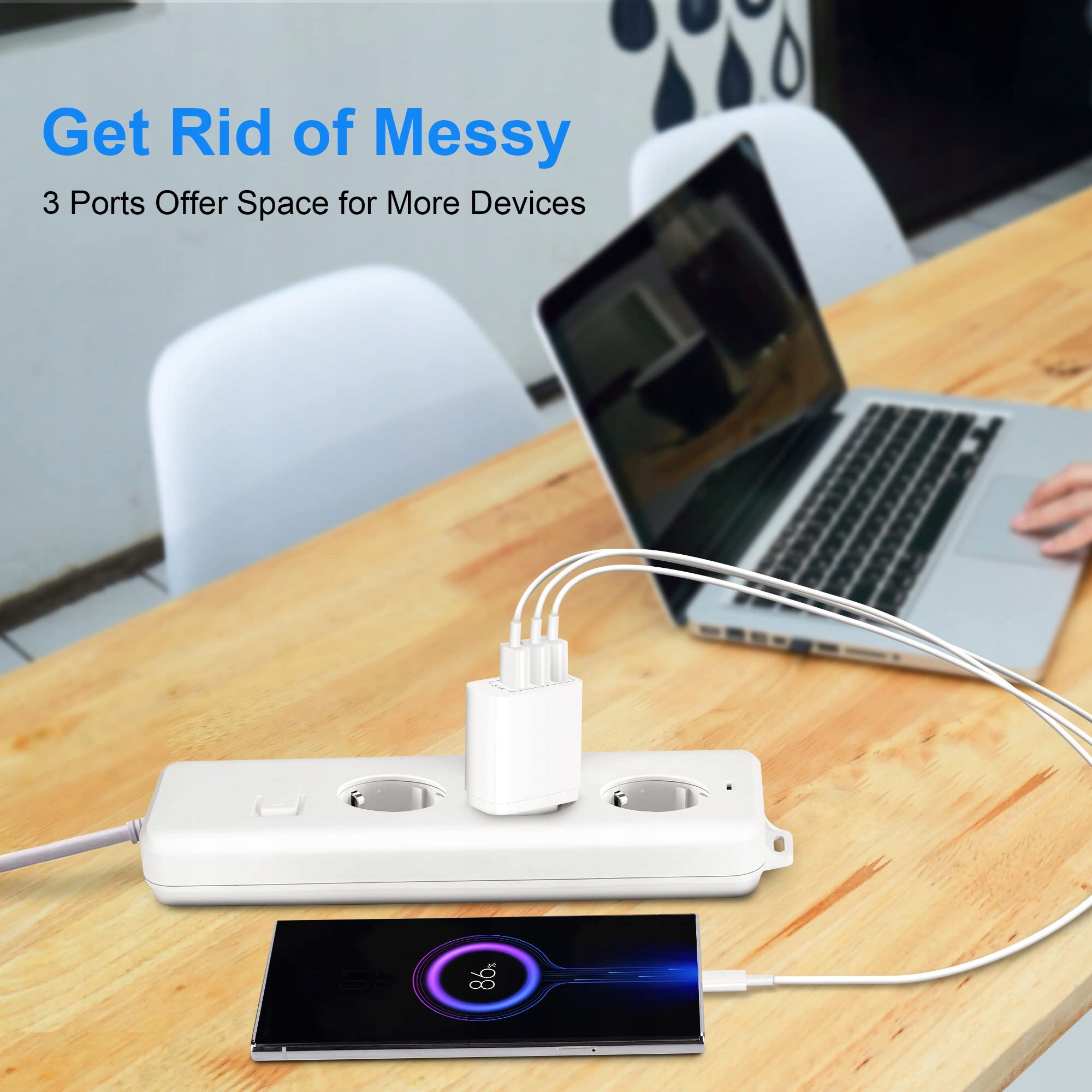 USB ARCCRA Ładowarka USB 3-Port 15.5W Dla iPhone Samsung Xiaomi — miniatura 3