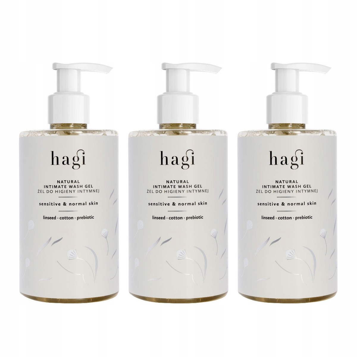 Zestaw: 3x Hagi Naturalny żel do higieny intymnej 300 ml