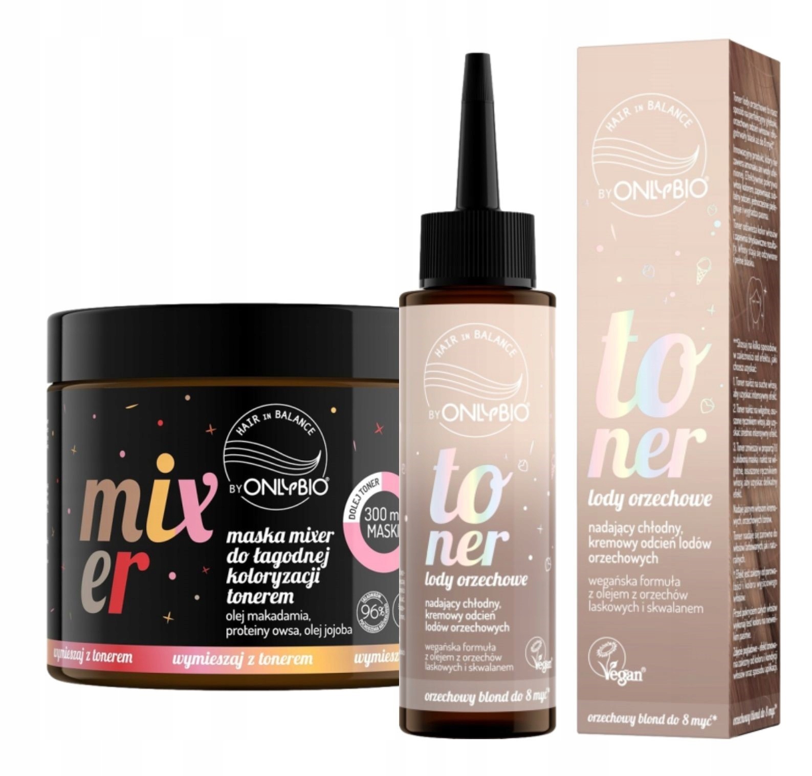 Onlybio Toner na vlasy Barva Ořechová Zmrzlina Maska Mixer Set