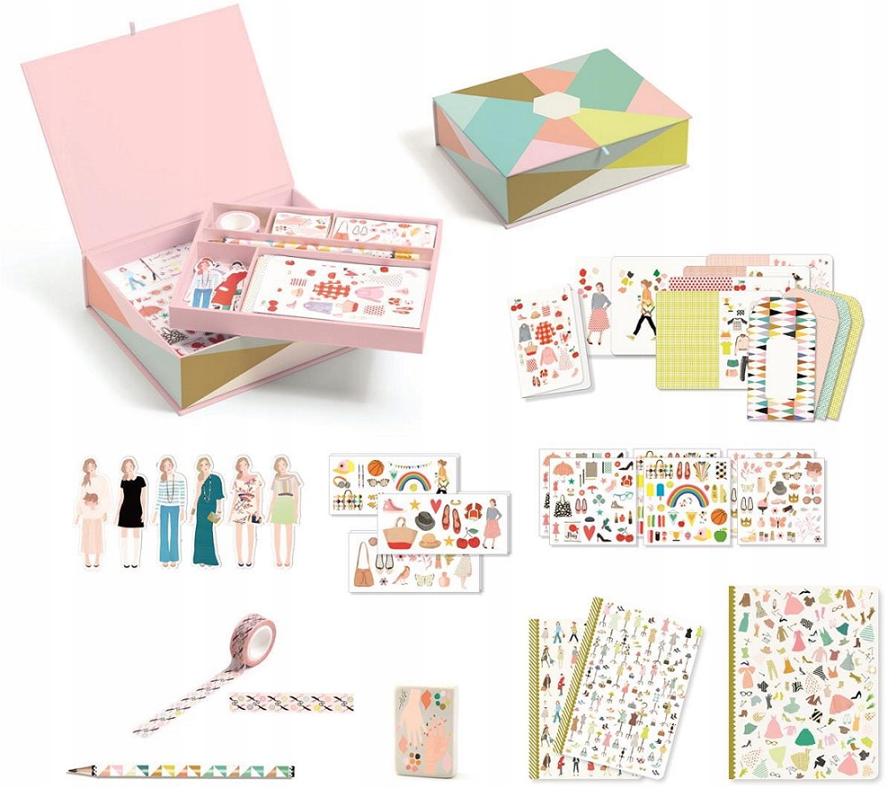 

Tinou kuferek z zestawem papierniczym notes Djeco