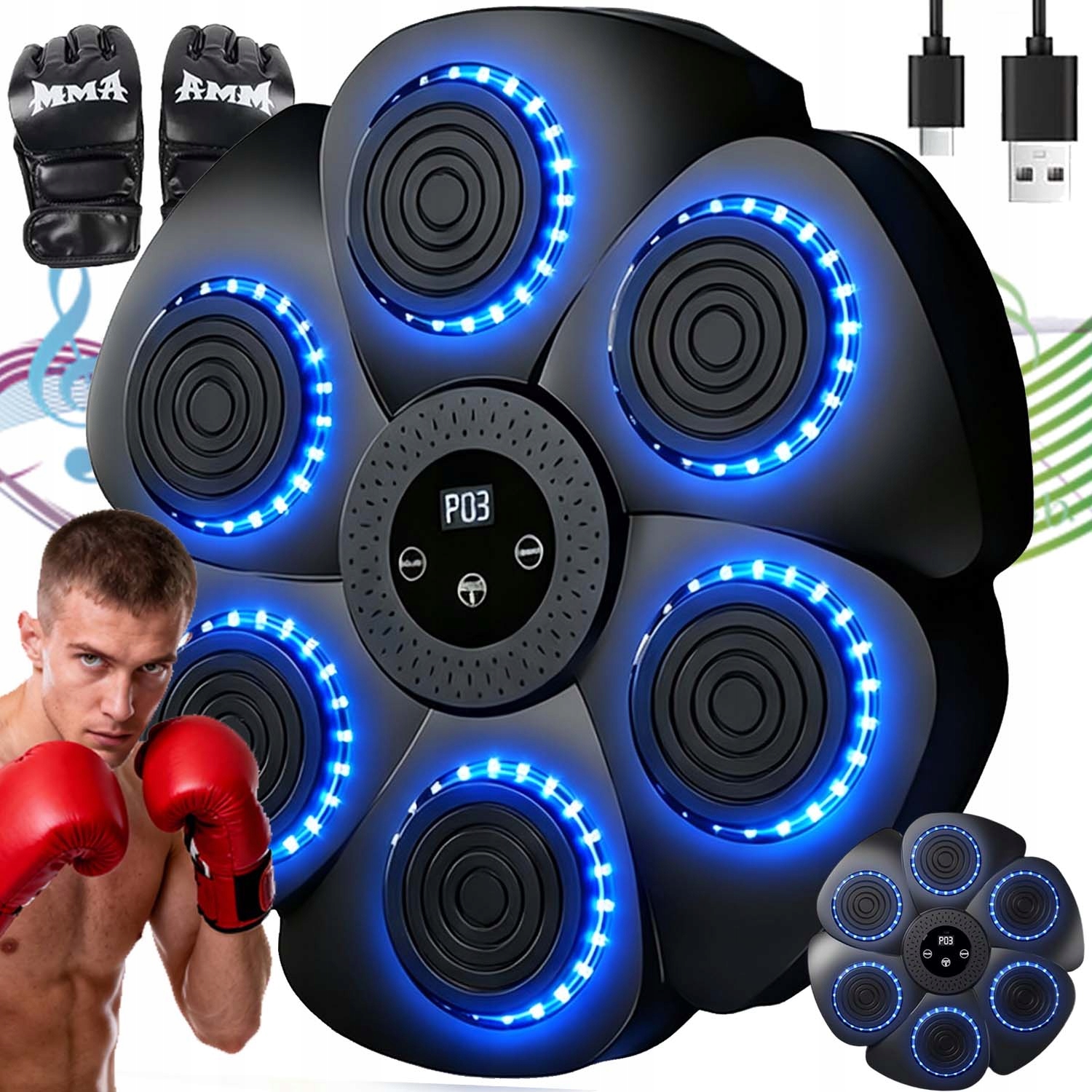 Music Boxing Machine Ściana Bokserska Muzyczna Tarcza Bluetooth Rękawice