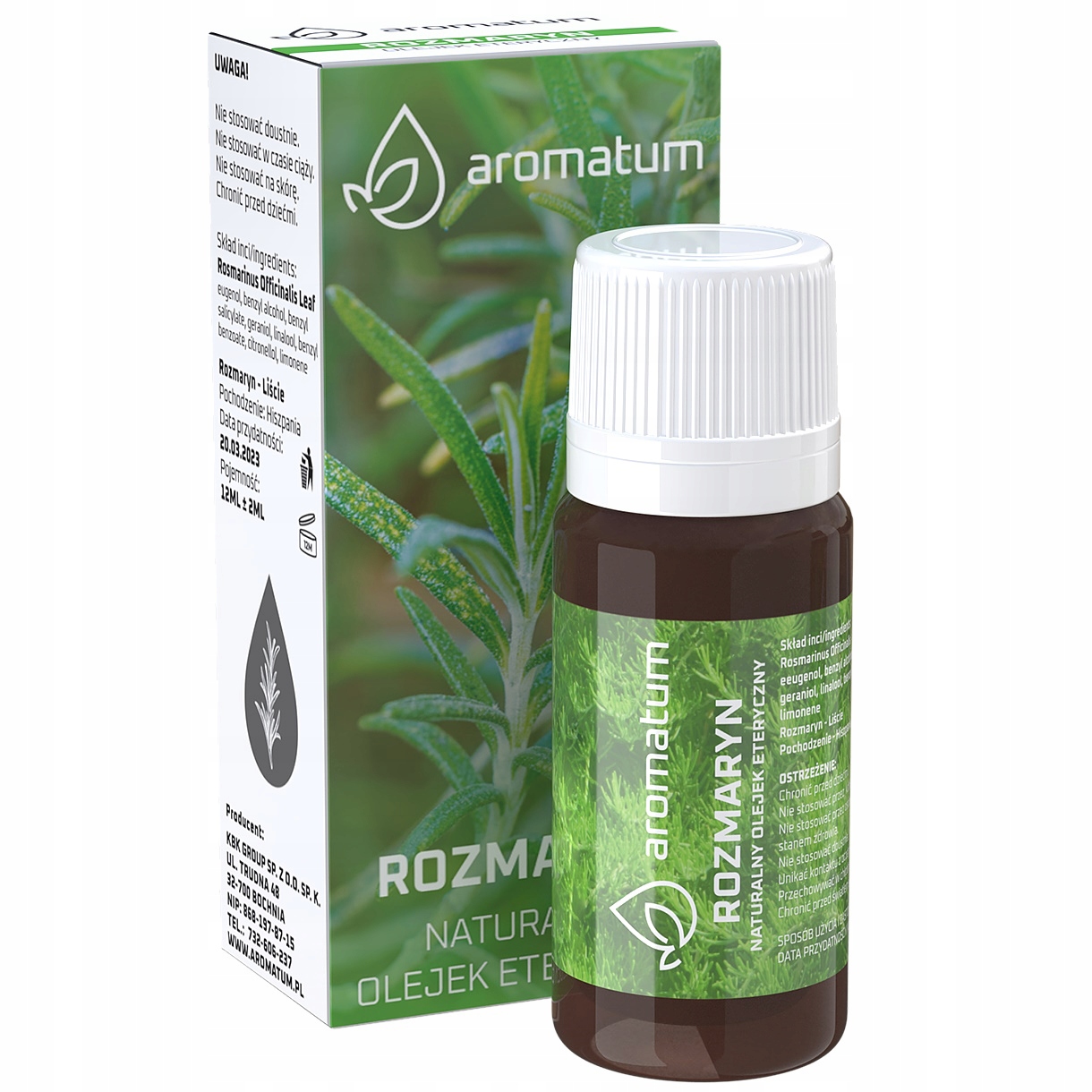 

Olejek eteryczny 100% naturalny Aromatum 12 ml
