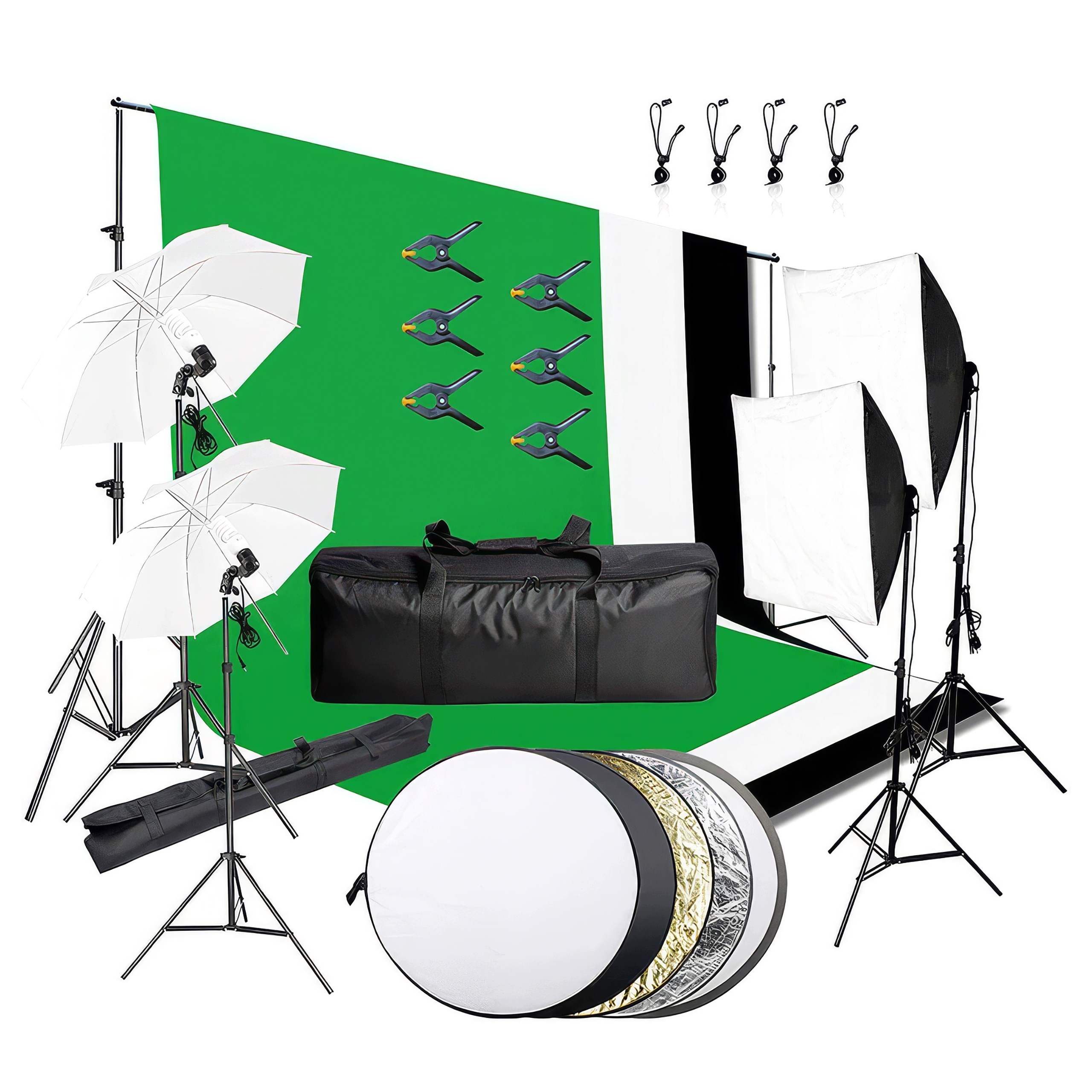 1One Light-Set-4 sada studio foto softbox pozadí 3x3 stativy lampy 5500K E27
